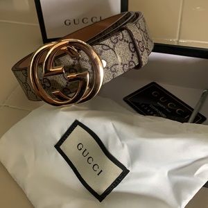 Belt, GG, Gucci, Gold Buckle, Supreme Belt, Womens